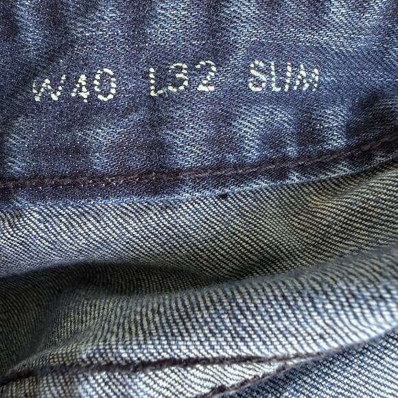 Calvin Klein Mens Slim Straight Leg Jeans 40x32 Dark Blue Denim Classic Basic - Picture 7 of 14